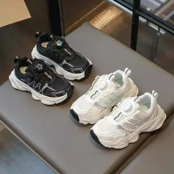 Spring Autumn Kid Sneakers New Chunky Boys Basketball Shoes School Non-slip Versatile Children Causal Girls Sneakers Soft Bottom 26 чёрный