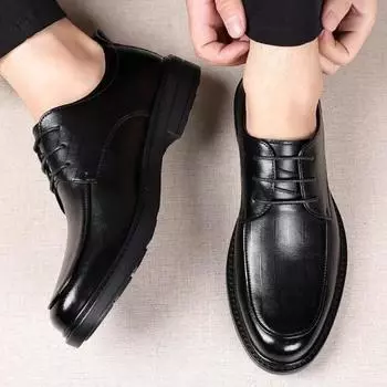 Spring Autumn Lace Up Round Toe Social Shoe for Men Oxfords Legitimate Leather Gentleman Elegant and Classic 39 Dress Shoes Man 37