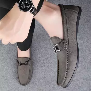 Spring Autumn Men Casual Luxury Leather Slip-On Lightweight Lefu Shoes Brand Fashion Men s Comfortable Soft Sole Driving Shoes 38 чёрный