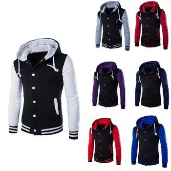 Весна Осень Мужские толстовки Куртка Мальчик Бейсбол Толстовки Пальто Мода Уличная одежда Тонкий колледж Университет Плюс Размер XXXL белый