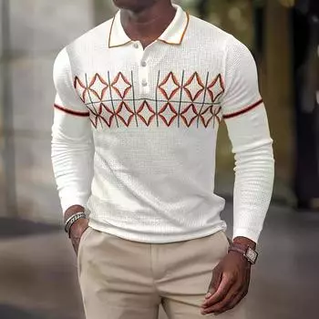 Spring Autumn Men s Long Sleeve 3D Print Polo Shirts Fashion Turn Down Collar Sports Casual Polos 3XL