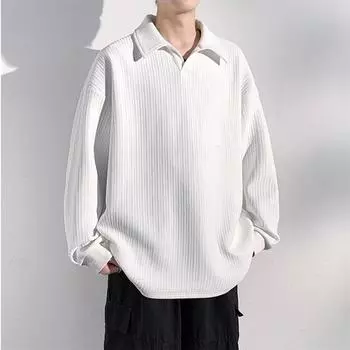 Spring Autumn Men s Turn Down Collar Sweatshirts Fashion Loose Solid Color Casual Hoodie Men Youthful Vitality Streetwear Tops 5XL белый