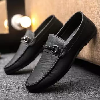 Spring Autumn Mens Casual Leather Loafers Men Loafer Shoes Mocasines Hombre Mocassini Brown Black Slip-On Big Size Dropshipping 6.5