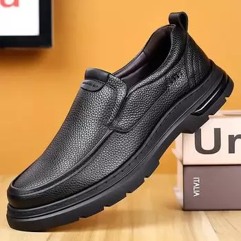Spring Autumn New Designer Business Dress Shoes for Men Fashion Casual Black Dad Shoes Men Solid Color Black Loafers Male 38