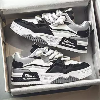 Spring Autumn new flats Fashionable versatile Thick Sole Shoes Men Sport Shoes Breathable Casual Comfortable Mens Sneakers 39