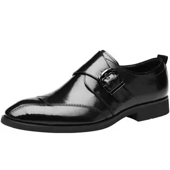 Spring Autumn New Men s Genuine Leather Shoes Fashionable Business Dress Shoes Elegant Men s Banquet Brogue Shoes Free Delivery 38 чёрный