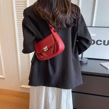 Весна Осень Новая Сумка на Плечо Новая ПУ Женская Летняя Универсальная Сумка Кроссбоди Модная Подмышечная Маленькая Квадратная Сумка