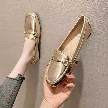 Spring Autumn Shoes Women Flats Soft Fashion Brand Office Ladies Shoes Black Gold Silver Plus Size 42 35 чёрный