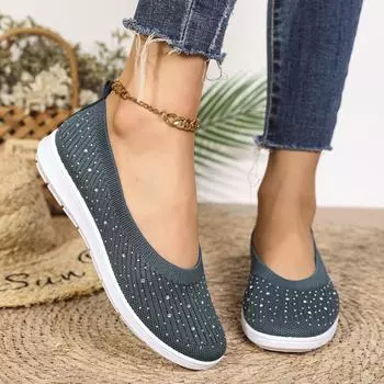 Spring/autumn Single Shoes Women Fashion Round Head Glitter Mesh Shallow Mouth Soft Casual Comfortable Flat Shoes for Women 36 зелёный