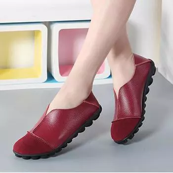 Весна Осень Женская Обувь на Плоской Подошве Женская Обувь Из Натуральной Кожи Дизайнерские Лоферы Мягкие Слипоны Плюс Размер 43 C005 4.5 оранжевый