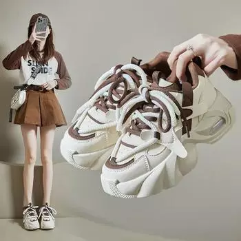 Spring Autumn Women s Chunky Sneakers Breathable Platform Sports Shoes for Women Fashion Thick Sole Vulcanized Shoes 2025 35