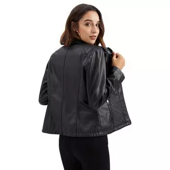 Spring Autumn Women s Leather Jacket Women s Simple Thin Jacket Long Sleeved Motorcycle Jacket Classic Retro Style Women s Coats S розовый