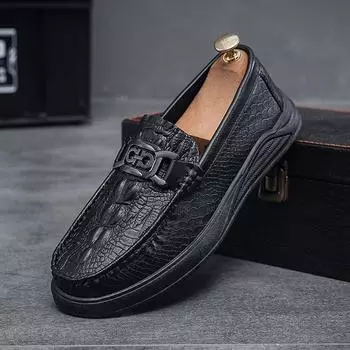 Spring breathable casual leather shoes men s British one-pedal versatile soft-soled Doudou shoes daily low-top board shoes men s shoe trend 39