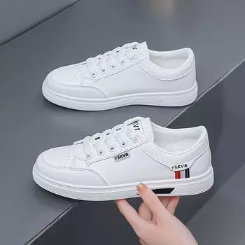 Spring breathable lightweight single shoes non-slip wear-resistant flat baseplate shoes student casual versatile little white shoes women 35