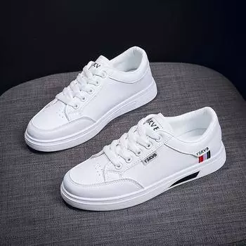 Spring breathable lightweight single shoes non-slip wear-resistant flat baseplate shoes student casual versatile little white shoes women 35