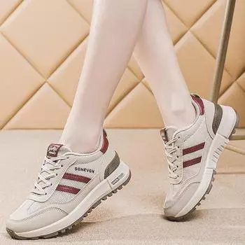 Spring breathable thick-soled dad shoes travel running sneakers retro soft-soled women 35