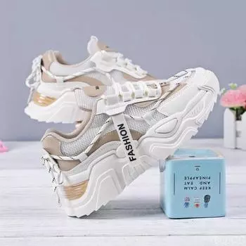 Spring breathable white Shoes Ladies casual Sneakers Thick soled height increasing mesh shoe Comfort versatile Women s shoes 35