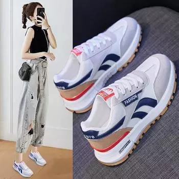 Spring Casual Shoes Women s Sneakers with Thick Sole and Stripe Pattern Sports Shoes 39EU/CN40 белый