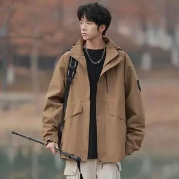 Spring Clothes Men s Windproof Jacket Fashion Trend Versatile Hooded Men s Jacket S розовый