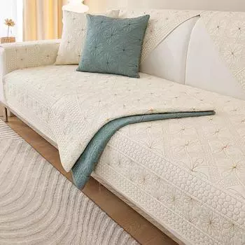 Spring Cotton Sofa Cushion Four Seasons Universal Backrest Towel Cover Cloth Cover Non-Slip Simple Sofa Cover Cover Feeling Cushion 70*70cm