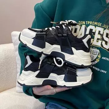 Весенняя женская обувь для папы, новая дышащая женская обувь на толстой подошве, универсальная студенческая повседневная спортивная обувь, модная обувь 35