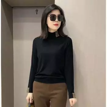 Spring European Goods British Style Half Turtleneck South Oil Woolen Sweater