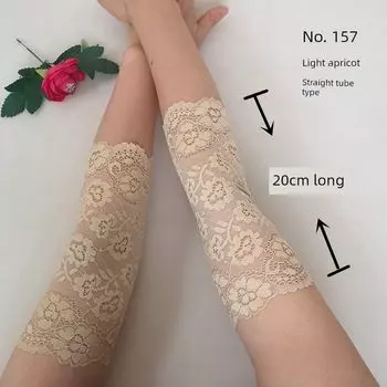 Spring & Fall Female Sun-Proof Lace Elbow Pad Upper Arm Protector Cuff Arm Covering Scar Scar Tattoo Arm Heattech Light apricot M