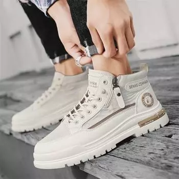 Spring fashion high-top outer wear wear wear-resistant casual shoes foot cover trend casual flat shoes men s sports Martin shoes 39