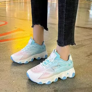 Spring Fashion New Sexy Comfortable and Casual Thick-soled Increased Mesh Breathable and Wear-Resistant Women s Sports Shoes 35 розовый