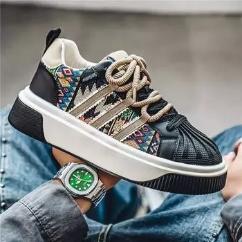 Spring fashion trend men s casual shoes outdoor youth literary niche shoes student contrasting color platform shoes 39