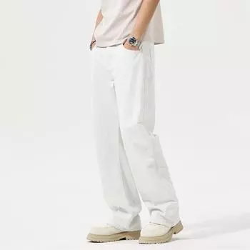Spring Four-season High-quality White Combined Legs Japanese Loose Straight Wide-leg Pants S белый