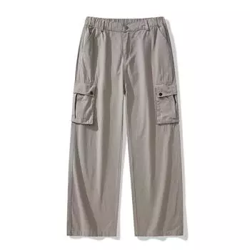 Spring High-end and Versatile Loose Cotton Casual Pants for Boys In Summer Loose Straight-leg Multi-pocket Pants for Men M