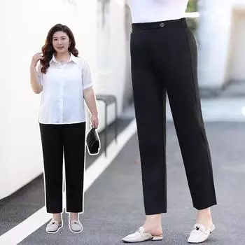 Spring High-waisted Slimming Fashionable and Versatile Nine-inch Pants XL чёрный