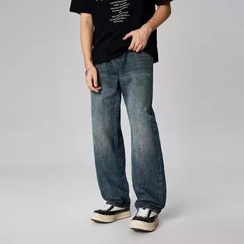 Spring Jeans Classic American High Street Loose Straight Versatile Fashion 28 синий