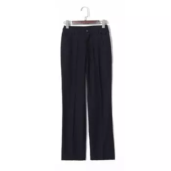Spring K-style Minimalist Pure Color High Waist Casual Trousers Black L