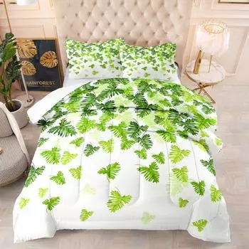 Покрывало и наволочка Spring Leaf 3D для двуспальной кровати, комплект постельного белья с цифровой печатью AU single 140x210