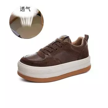 Spring leather retro board shoes 2025 new platform heightening shoes sports fashion white shoes casual versatile women s shoes 35