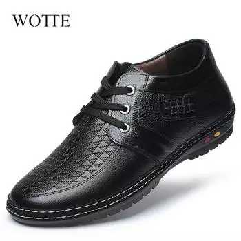 Spring Leather Shoes Men Loafers Non-Slip Business Casual Leather Shoes Classic Soft Moccasins Hombre Breathable Men Shoes Flats 6 чёрный