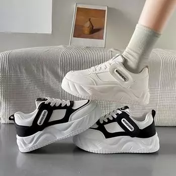 Spring Little White Shoes Women s Versatile New Thick Baseplate Shoes Women s Ins Trendy Casual Sports Shoes Women 35 бежевый