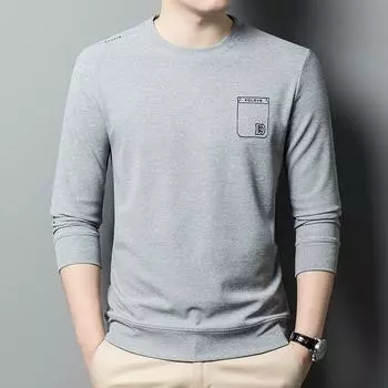 Spring Long Sleeve T-shirt Men s Undershirt Round Neck Tops T-shirt Young and Middle-Aged Casual Waffle T-shirt Men M