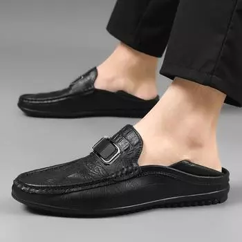 Весенняя мужская мода мягкая подошва удобные туфли для вождения Bean Shoes абсолютно новые мужские простые и элегантные деловые повседневные кожаные туфли 35 чёрный