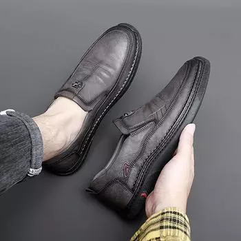 Spring Men s Casual Business Leather Shoes Fashionable Design Super Fiber Leather Comfort and Breathability Casual Leather Shoes 38 чёрный
