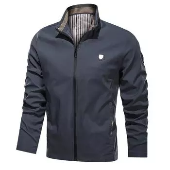 Spring Men s Jacket Hooded Casual Jacket Men s Sports Tooling Style Versatile Sports Thin Windproof M серый