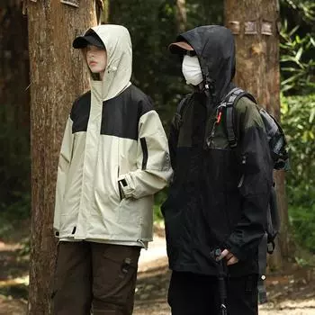 Spring Men s Jacket Jacket Top Tooling Loose Hooded Trend Casual Jacket M чёрный