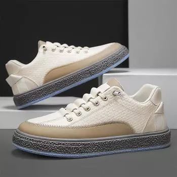 Spring men s leather thick-soled elastic band foot shoes 2024 new youth daily versatile casual sports shoes 39