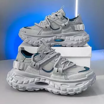 Spring men s mesh thick-soled dad shoes are fashionable, breathable and non-smelly foot sports shoes, high-end trendy casual men s shoes 39