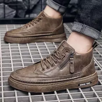 Spring Men s New Breathable High Top Martin Boots Men s Leather Shoes 40 чёрный