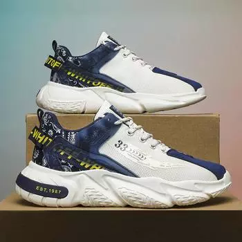 Весенняя мужская обувь 2024 года, новая толстая подошва для студентов, спорта и отдыха, бег, нейтральный цвет, маленький белый папа, универсальная модная обувь 39 чёрный