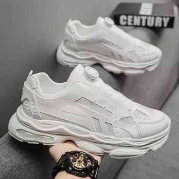 Spring men s shoes 2025 new breathable little white shoes men s trendy versatile platform sports shoes casual dad shoes 39