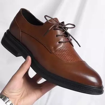 Spring Men s Shoes Fashion Wedding Dress Shoe Men Casual Leather Shoe Business Casual Thick Sole Platform Patent Leather Shoes 38 чёрный